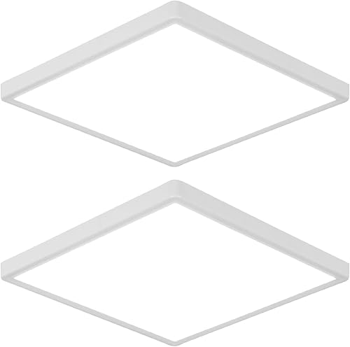 Miniatura 24 de DELIPOP Lámpara de techo de montaje empotrado, 12 pulgadas, 24 W, luz LED cuadrada ultrafina, 6500 K, luz blanca fría de bajo perfil para sala