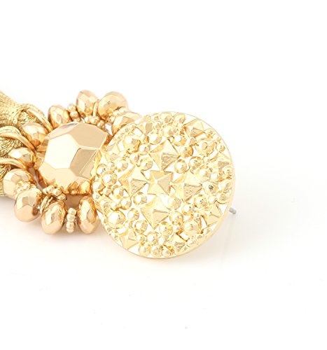 boderier Bohemian Statement Thread Tassel Chandelier Drop Dangle Earrings with Cassandra Button Stud3