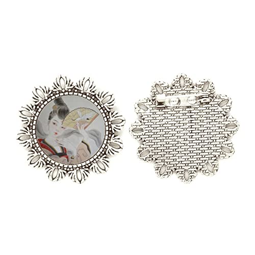 Broche plegable de flor china plateado talla m para el cabello