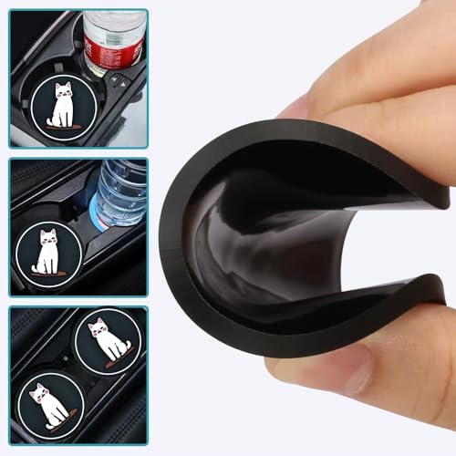 2 Pack Portavasos de Gato Blanco para Auto 2.75 Pulgadas miniatura 3