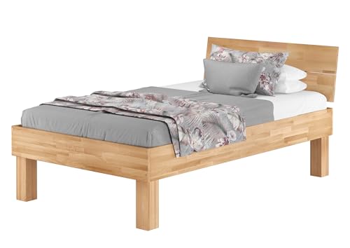 Erst-Holz®Hohes, stabiles Massivholzbett 120x220 für XXL-Gewicht Seniorenbett inkl. Federholzrahmen, Matratze 60.81-12-220 FV M