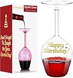 ZORTUNG Upside Down Wine Glass Personalized Birthday Edition Unique Cute Fancy and Funny Red and White Long Stem Wine Glasses Fun and Cool Wine Gift for Women Or Men14 Fl Oz