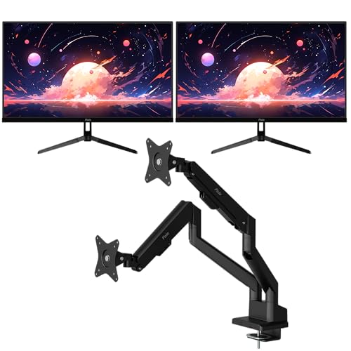 Image of Pixio Two PX275 Wave 27 inch 100Hz Refresh Rate QHD 1440p Resolution IPS Panel 1ms MPRT Response Time Gaming Monitor and PS1D Wave Black Dual Monitor Arm - Fits up to 32 inches and 19.8lbs