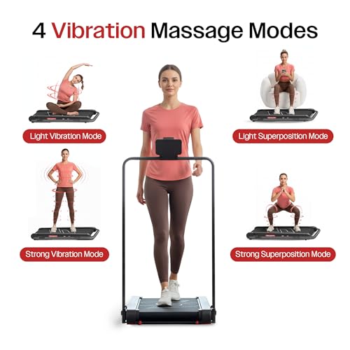 Image of Sparnod Fitness WalkyShaky Plus Treadmill for Home Use - 3HP Motor, 3-6 km /h, Foldable, LED Display, 4 Vibration Modes, 900x390mm Running Surface, Remote Control & Phone /Tablet Holder 120kg Capacity