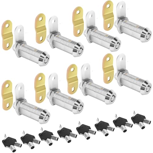 Image of Cam Lock RV 1-1 /2 inch Locks for Storage Door RV Compartment Keyed Alike,Trailer Replacement Set with Keys, Chrome Finish (8, 1-1 /2 Inch)
