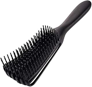 Detangling Hairbrush for Afro American Textured 3A to 4C Kinky Wavy, Coily, Curly Hair | Detangler Paddle Brush for Men Women Wet Dry Thick Hair (Black)