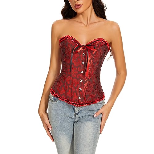 Amazon.com: BODOETIN Corset Tops for Women Lace Up Boned
