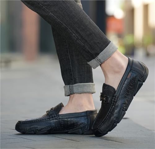 Round ToeFaux Crocodile Print Leather Loafers for Men Moccasins Comfortable Soft Bottom Casual4