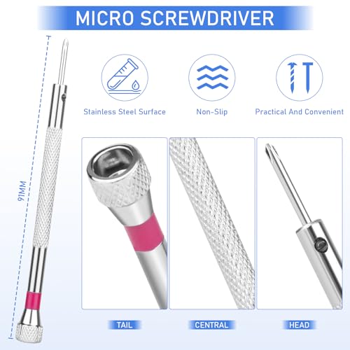 Micro Repair Screws, 500 Pcs Tiny Carbon Steel Mini Screws Assortment Kit, Self-Tapping Electronic Screws, for Glasses, Laptop, Watches, Clocks, Mobile Phone, with Screwdriver