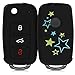 Produktbild kwmobile Autoschlüssel Hülle für VW Skoda Seat - Silikon Schutzhülle Schlüsselhülle Cover für VW Skoda Seat 3-Tasten Autoschlüssel Sternenmix Design Hellgrün Blau Schwarz