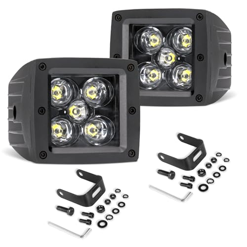 LED Pods Cubes, LED Light Bar 3 Inch 2PCS 100W Square Driving Lights 10000LM Off Road Lights Spot Beam Work Lights Ditch Light Fog Lights Truck Bumper Light for ATV UTV 4wd Motorcycle Pickup Boat