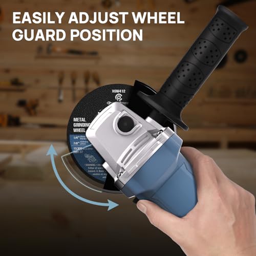 C P CHANTPOWER Angle Grinder Power Tool, 115mm Corded Cutting Grinding Polishing with 2X Cutting Wheel, 2X Grinding Wheel and Side Handle, 750W 220-240V Cutter - Image 6