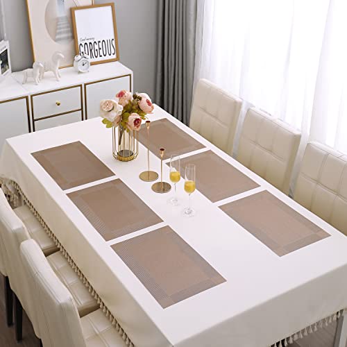 Image of HOKIPO PVC Set of 6 Dining Table Mats - 45x30 cm (AR1464) Copper Brown