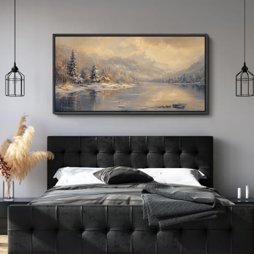 Image of MUDECOR Extra Large Framed Canvas Print Wall Art Cabin Art for Living Room