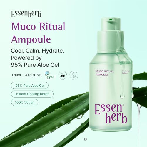 Image of Muco Ritual Ampoule - 95% Pure Aloe Vera Gel | Cooling, Soothing & Deep Hydration Serum for Sensitive Skin | Calm Visible Redness | Korean Skincare (4.06 fl oz / 120ml)