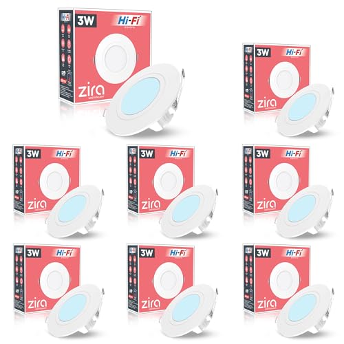 Image of elleys' ZIRA 3W LED Down Light (Cool White Light) Round Recessed Ceiling LED Light | Cut Out- 45 mm | BIS Certified & 4KV Surge Protection pop Lights for Ceiling (3W, Pack of 8)