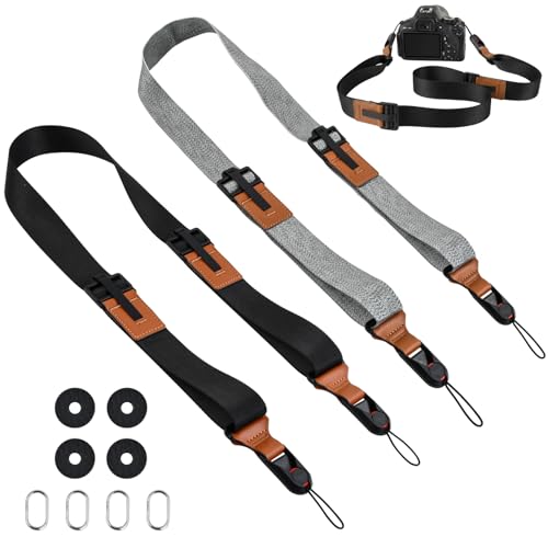 Ecofocet Tracolla per Fotocamera, 2 Pezzi Tracolle per Macchine Fotografiche con Chiusura Rapida, Realizzata in Nylon Avanzato, Regolabile con Una Mano, Compatibile con Tutte le Fotocamere