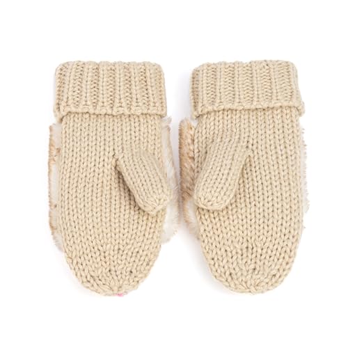 Warm Knit Winter Mittens for Girls Ages 3-12 Years, Double-Layered, Fun Bunny Rabbit Design for Children, Toddler to Big Kids 6