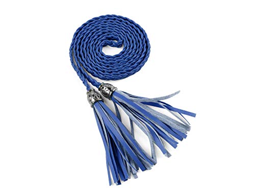 Allegra K Women's Skinny Woven Tassel Braided Belt for Dress
