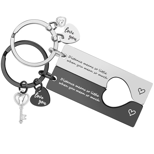 Long Distance Relationship Keychain Gift - Anniversary Couples Gift for Boyfriend Girlfriend, Romantic Keepsake for New Year
