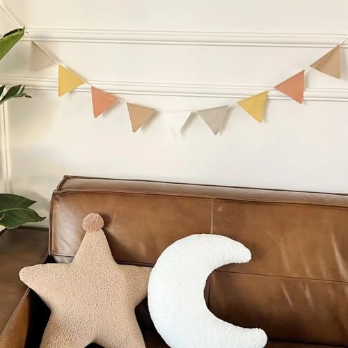 3.93 Feet Triangle Flag Banner Bunting Pennant for Kids Teepee Tent,Party and Room Decoration,10 Pcs single Sided Cotton Fabric Flag，Children's room decoration of baby's room*2 Strip Pack by BEIOUDEXIN - Used condition - Image 9