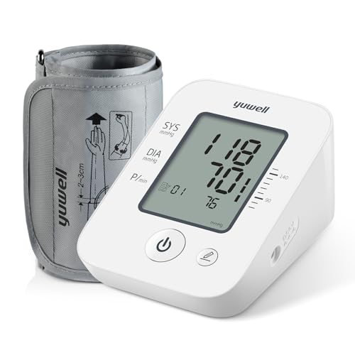yuwell Monitor de presión arterial, puño superior extra grande del brazo, máquinas digitales de presión arterial para uso doméstico, monitor de brazo Bp con pantalla grande, cable USB y baterías