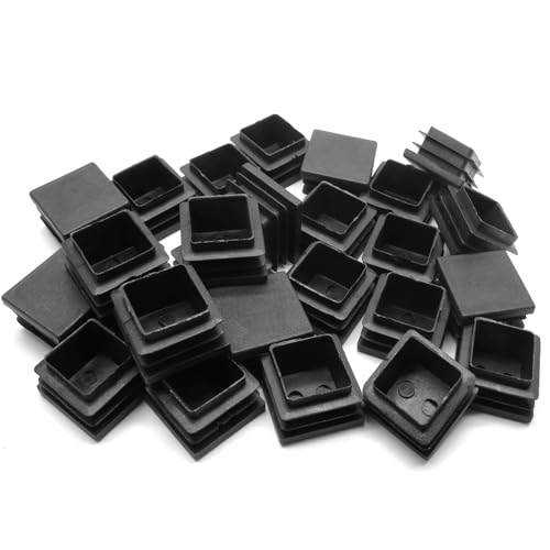 Image of Litoexpe 32 Pack 1-1 /4 Inch Square Plastic Plug, Black Tubing End Caps Plugs Insert End Caps for Square Tube and Furniture Legs