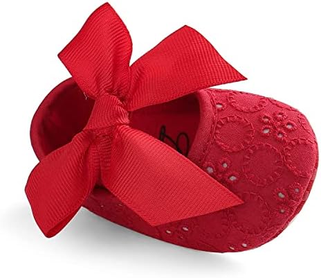 Baby Girls Princess Bowknot Soft Sole Cloth Crib Shoes Sneaker Red, 3-6 Months
