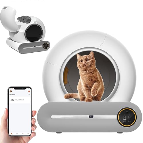 AOKLEY Arenero Gatos Cubierto Autolimpiable 65 L + 9 L De Gran Capacidad, Control De App, Desodorante IóNico Caja De Arena para Gatos, Arenero Gato Autolimpiable para Varios Gatos