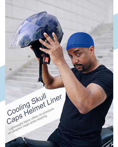 Image of 9 Pcs Cooling Skull Cap Camo Liner Sweat Wicking Lightweight Cycling Cap Running Hat for Men Women