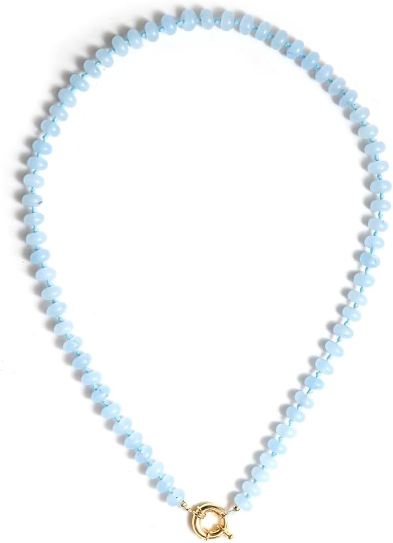 Gempires Handmade Smooth Gemstone Beaded Jewelry 8 mm Round Beads Healing Crystals Hypoallergenic Gold Plated Perfect Statement Jewelry Gifts For Women