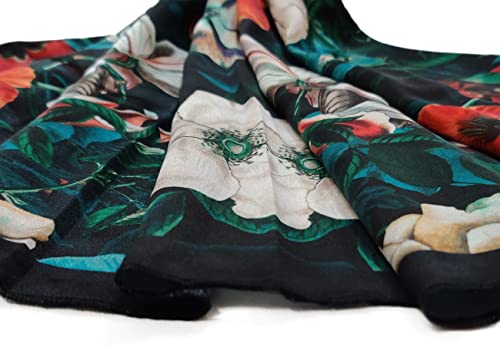 Image of Satin Silk Women's Large Square Floral Fashion Scarf | Soft satin silk neck scarf, head scarf, hair scarf, bandana, wrap, hijab, lightweight fashion accessory
