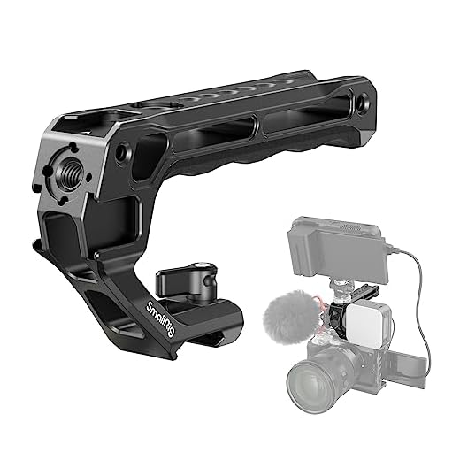 SMALLRIG NATO Top Handle, Griff mit NATO Schnellspanner für Kamerakäfig, universelles Video Rig mit 5 Kaltschuh zur Montage von DSLR Kamera mit Mikrofon, nur 124g (Lite) – 3766