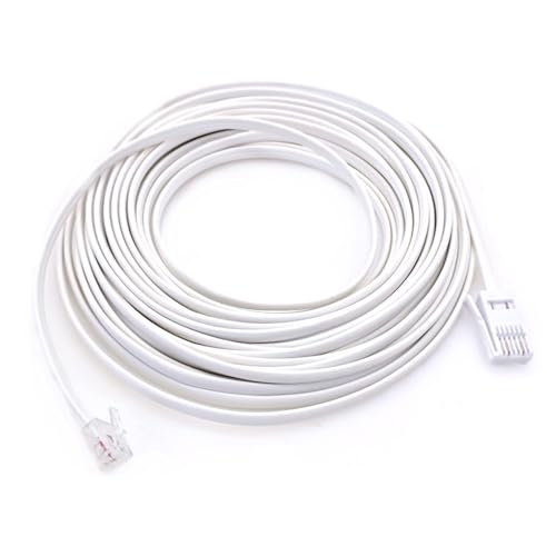 Image of JZK 10M BT to RJ11 cable, BT phone line plug to RJ11 male broadband 6P2C telephone extension cord, for UK home landline phone cord, ADSL broadband, router, office fax modem