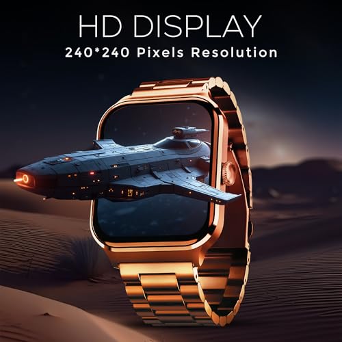 Image of PunnkFunnk NovoLux HD Display Smartwatch for Men & Women Answer /Make Calls, Heart Rate Monitor, 113+ Sports Modes, Step Counter, IP68 Waterproof, Compatible with Android & iOS(Metal Gold)