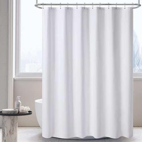 120GSM Ultimate Waterproof Fabric Shower Curtain Liner - TPU Lamination Technology with 3 Magnets,Machine Washable,71x84 Inch Soft Cloth Shower Curtain or Shower Liner,for Bathroom(White)