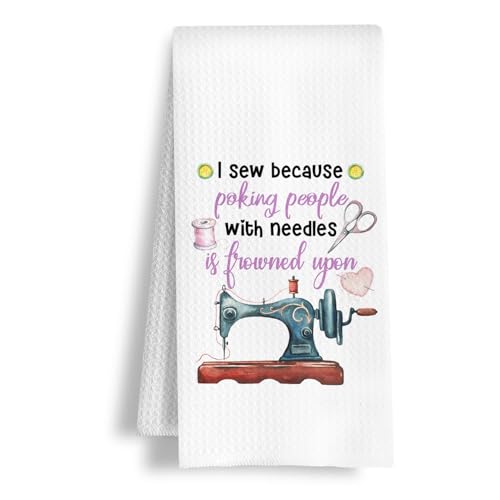 HSIASHENG Sewing Quilting Lovers Gifts Kitchen Towels, Funny Sewing Dish Tea Towels, Gifts for Sewers Quilters Women Decorative Hand Towel for Bathroom Kitchen, 16x24 Inch