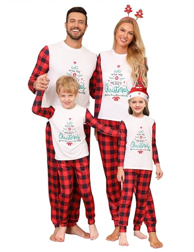 Pijama de Navidad a Juego de la Familia, Conjunto de Pijama de Navidad Familiar, Pijamas Navidad Familia con Camiseta Manga Larga y Pantalones Largos para Mujer Hombre Niñas Niños