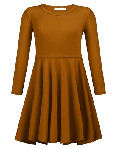 trudge Mädchen Kleid Langarm Braun Kinder Freizeitkleider Baumwolle...