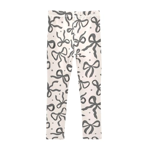 Girls Basic Leggings Baby Girls Pants Ribbon Bow Tie Soft Footless Stretchy Tights Pants 4-10Y2