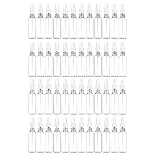 48 Lot Plastic Spray Bottles 2 oz PET Clear Mist Sprayer TSA Empty Travel Refill