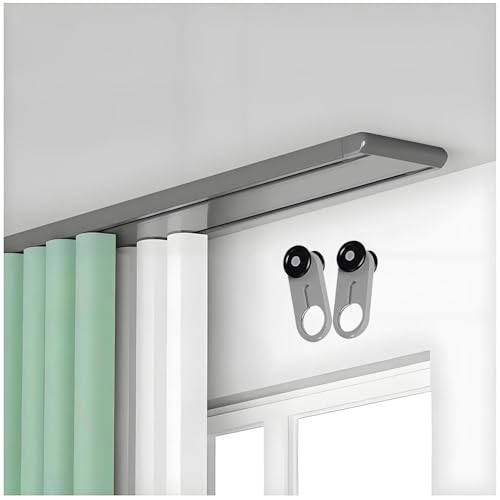 Riel de cortina de 2 canales de aluminio gris de 5 metros para techo 2