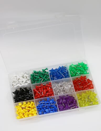 Bepisof Tachinhas de polegar de 12 cores, 600 peças de pinos para pôsteres, mapas, quadro e mais