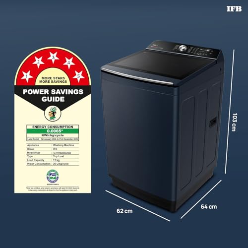 Image of IFB 11 Kg 5 Star AI Powered Deepclean Technology Fully Automatic Top Load Washing Machine with Inbuilt Heater(TL111RB2SID, Eco Inverter, Power Steam, Activmix, 4 Year Machine Warranty, Royal Blue)