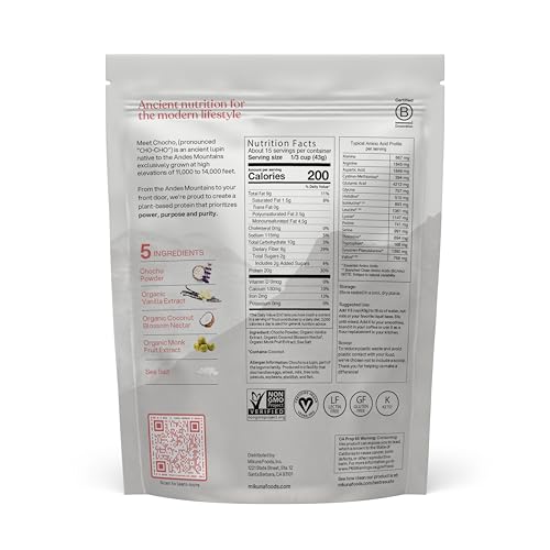 Image of Mikuna Chocho Plant Protein Powder, Vanilla - 20g Protein, 8g Fiber - Third-Party Tested, Vegan, Lectin Free - 15 Servings
