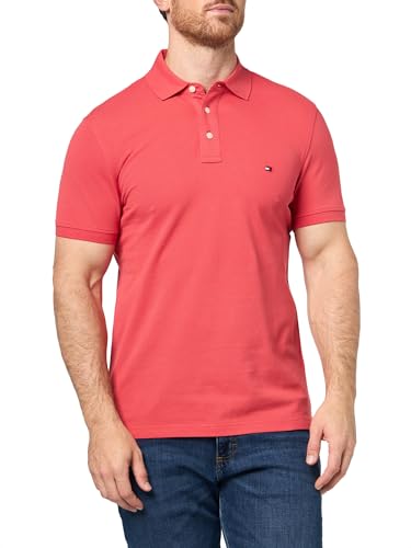 Image of Tommy Hilfiger Men's Short Sleeve Polo Shirts in Slim Fit with Stretch and Organic Pique Cotton