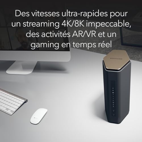 NETGEAR Nighthawk Tri-Band WiFi 7 Router (RS600) - Sicherheitsfunktionen, BE18000 WLAN-Geschwindigkeit (bis zu 18 Gbit/s) - 10-Gig-Internet-Port - deckt bis zu 250 m2 und 150 Geräte ab
