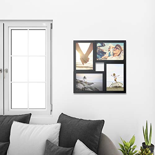 Malden 4-Opening Matted Collage Frame, Displays Four 4X6 Pictures, Black, 4 Count #TOP4