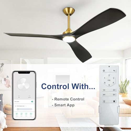 Depuley 60 Smart Ceiling Fan with Lights and Remote, Black Gold, Ideal for Living Room and Bedroom