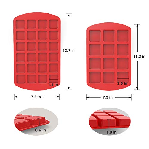 Silivo Silicone Brownie Pan With Dividers - 2 Pack 12+24-Cavity Brownie Baking Pan, Non-Stick Silicone Molds For Brownie Bites, Keto Fat Bombs, Fudges And Chocolates #TOP5